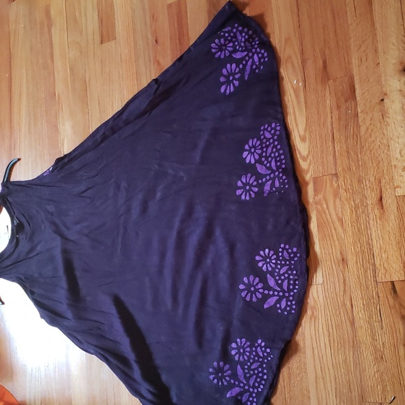 S.R. Fashion Dress Swim Cover Up Purple Rayon Embroidered  Boho  Style Dress - Picture 3 of 4